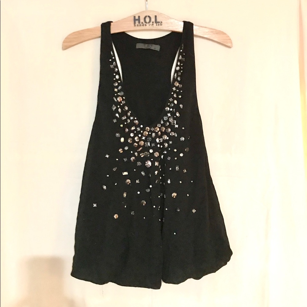 Jeweled Racer Back Black Sexy Top